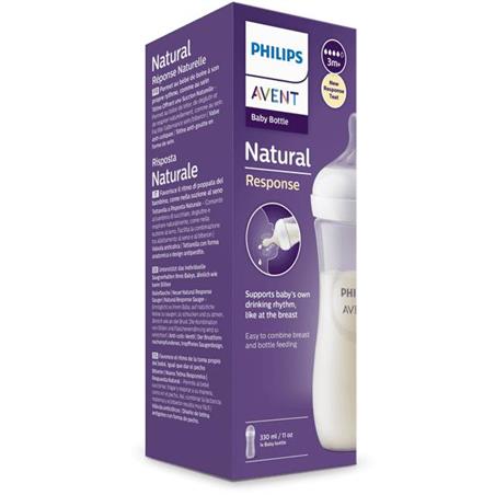 AVENT BIB NAT 3,0 TRASP 330ML